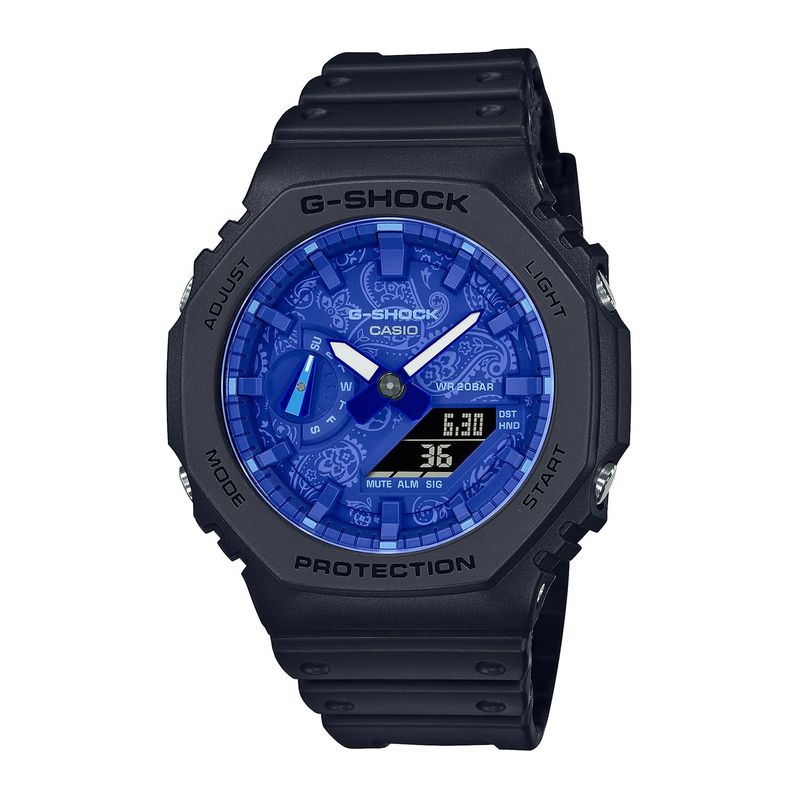 Reloj Casio G-Shock Carbon Core GA2000-1A2 Para Hombre Digital Analógico Luz LED Negro Celeste