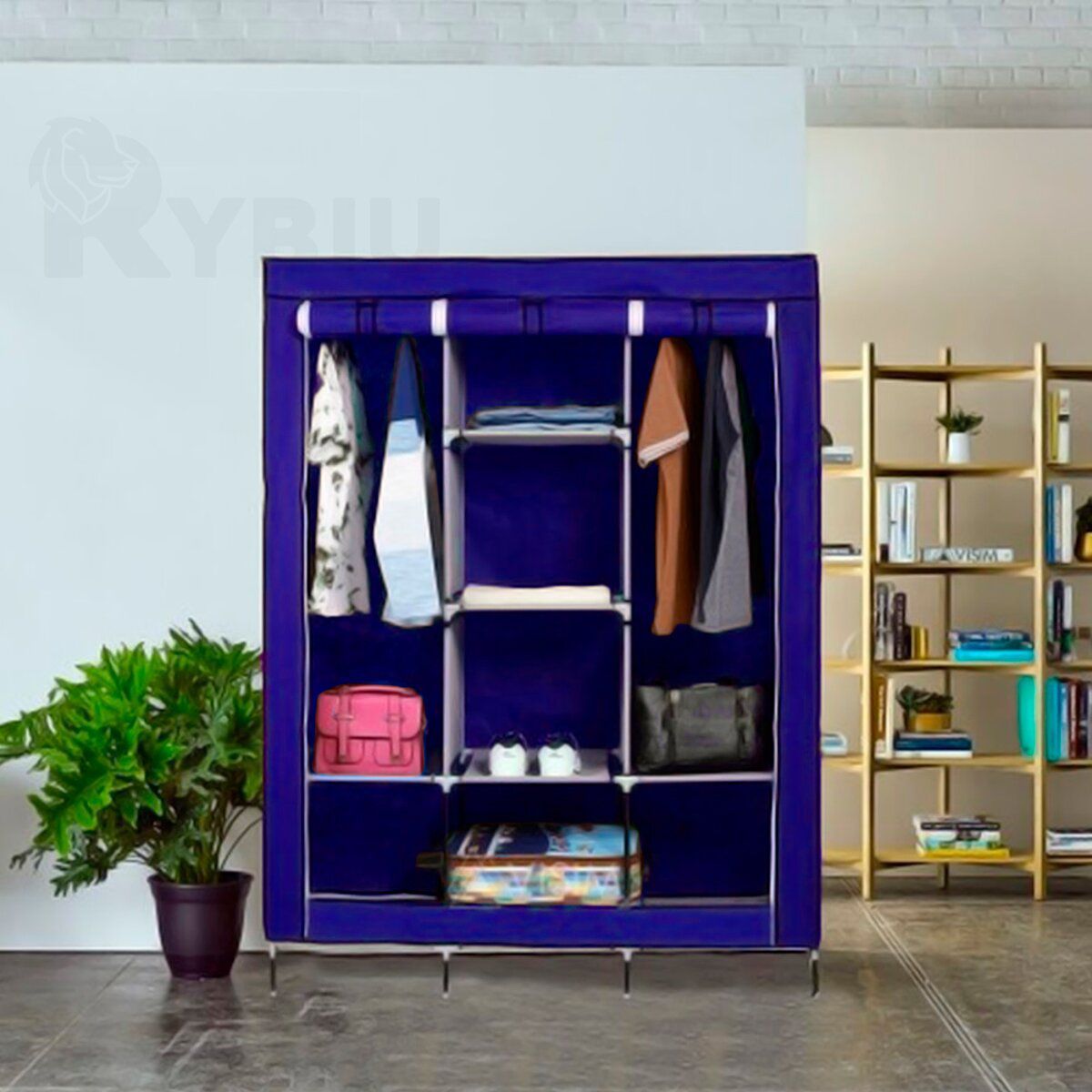 GENERICO - Armario Plegable 3 Cuerpos Azul