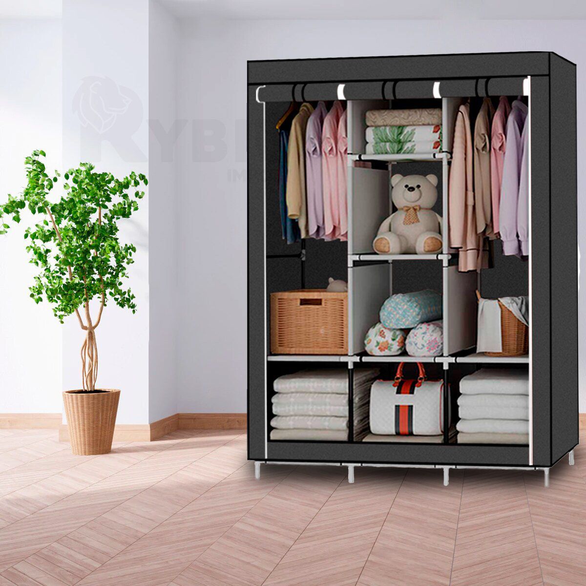 GENERICO - Armario Plegable De Tela Negro