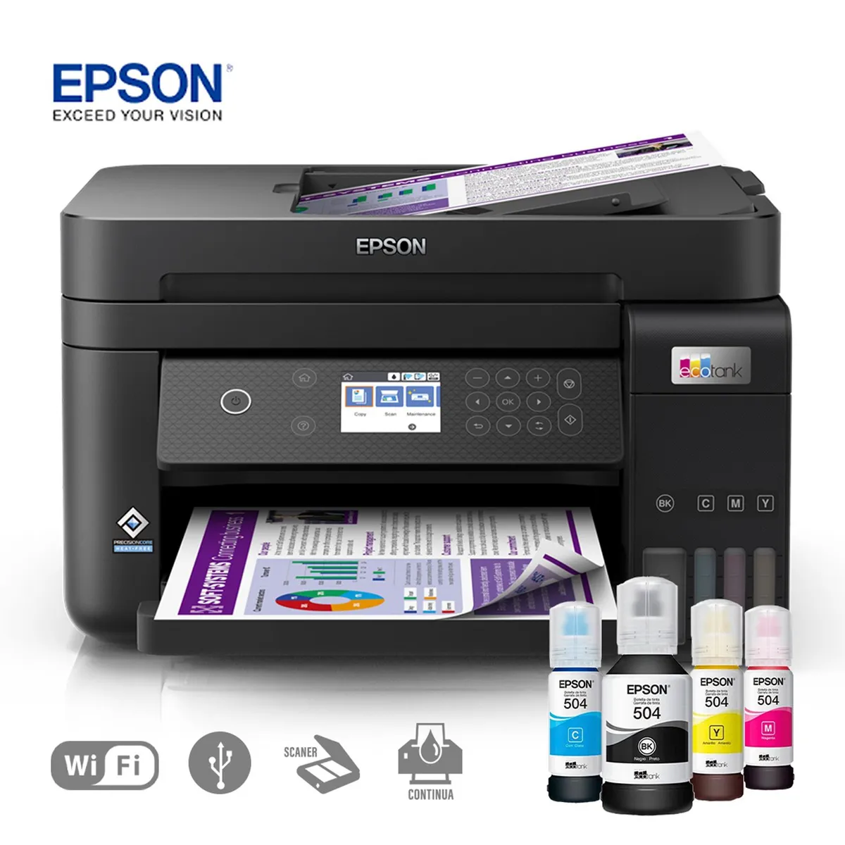 EPSON - Impresora Multifuncional EPSON ECOTANK L6270 3 EN 1 Wi-Fi 4/ Wi-Fi Direct®/ Ethernet