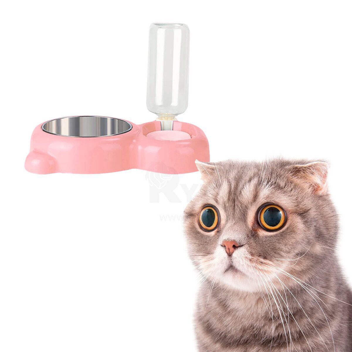 GENERICO - Comedero Mascotas Automático Gatos Rosado