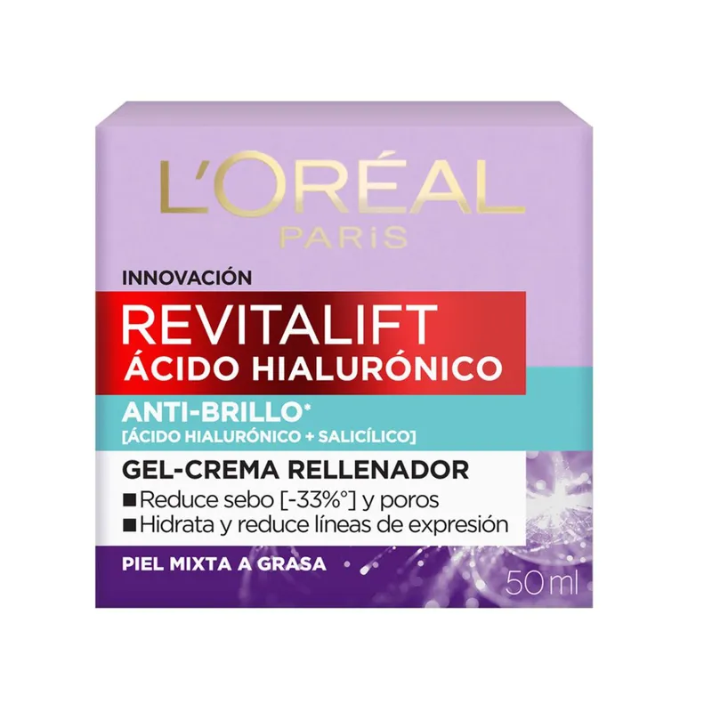 LOREAL PARIS - Gel Crema Anti-brillo L'oréal París Acido Hialuronico 