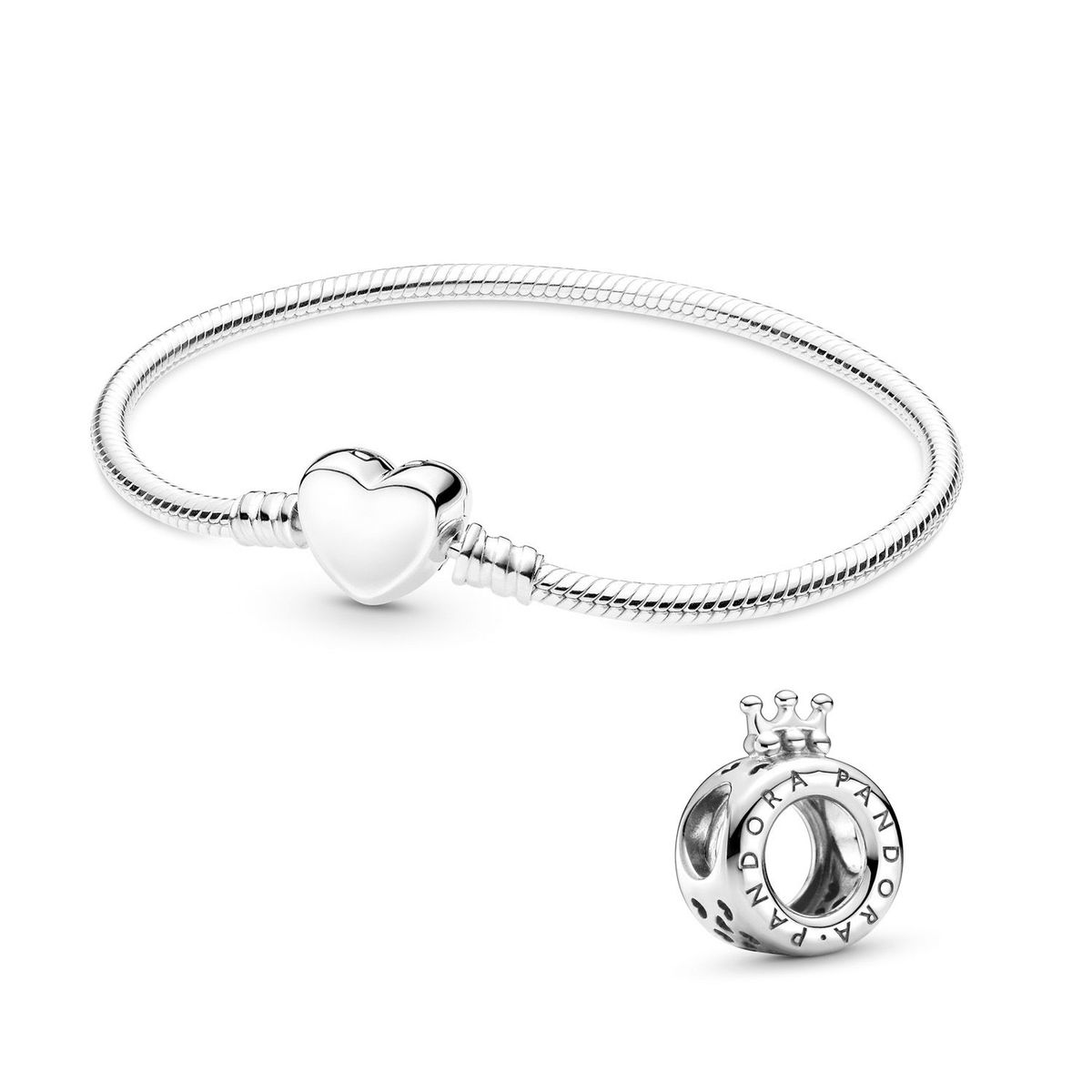 PANDORA - Set Pulsera Pandora Corazón y Corona Mujer