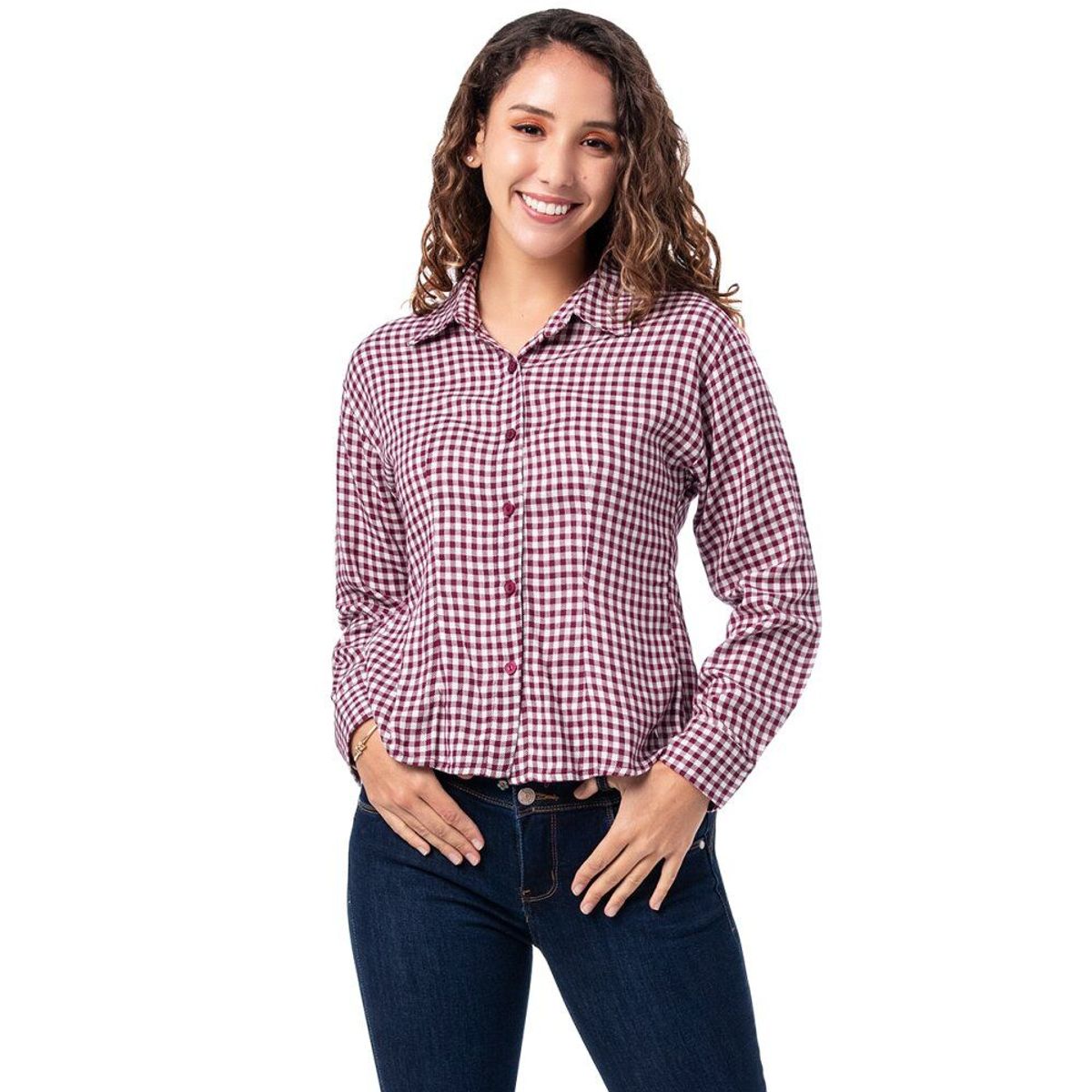 SQUEEZE - Blusa Cuadros Manga Larga Mujer