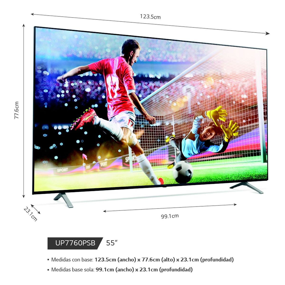 LG - Televisor 55" LG UHD 4K ThinQ AI 55UP7760PSB