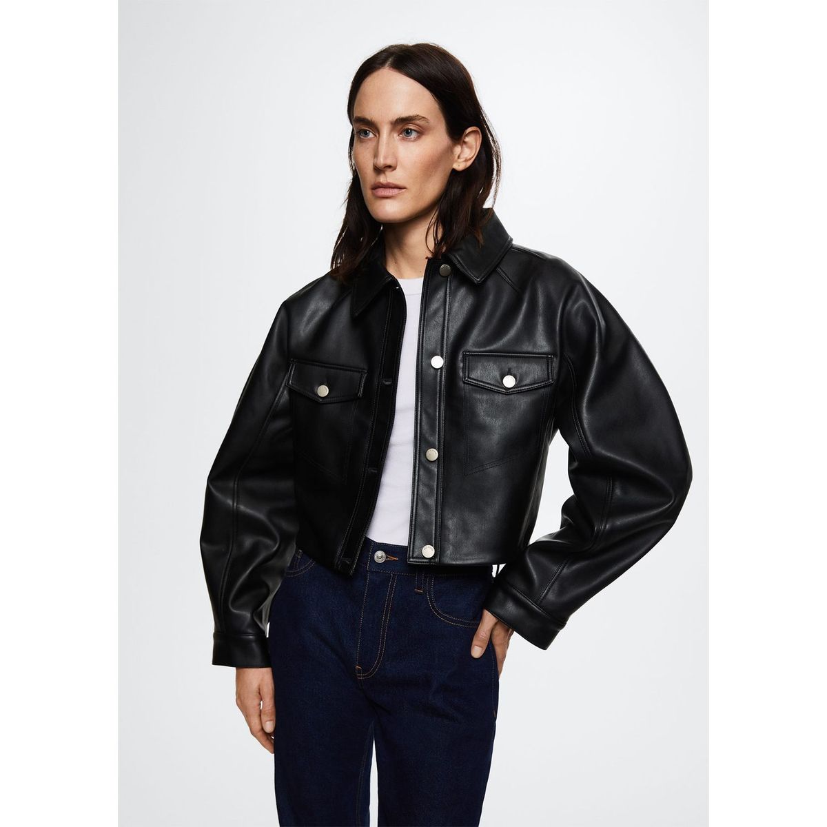 MANGO - Casaca Negra Mujer Mango