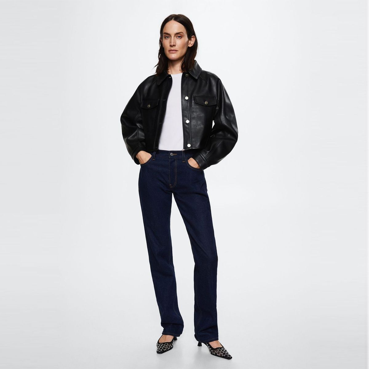 MANGO - Casaca Negra Mujer Mango