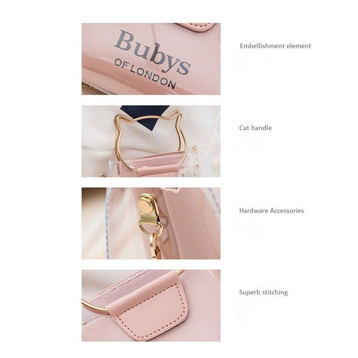 GENERICO - Bolso de mano Cat style Rosado