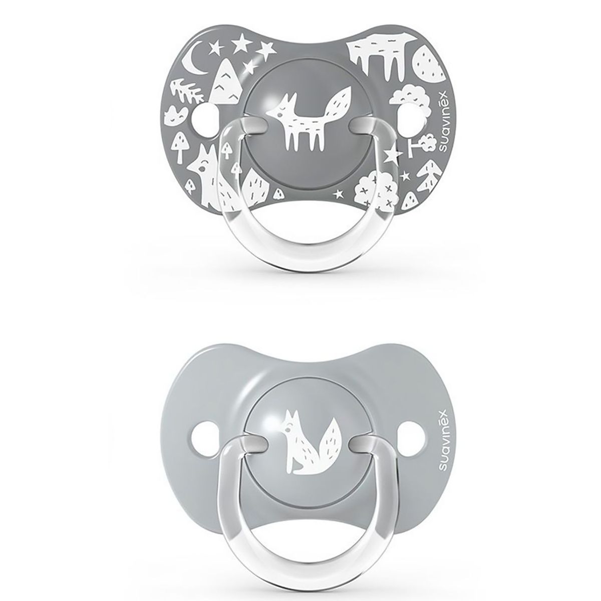 SUAVINEX - Chupón Con Tetina Fisiológica Sx Pro Fox +18M X2 Unid Gris
