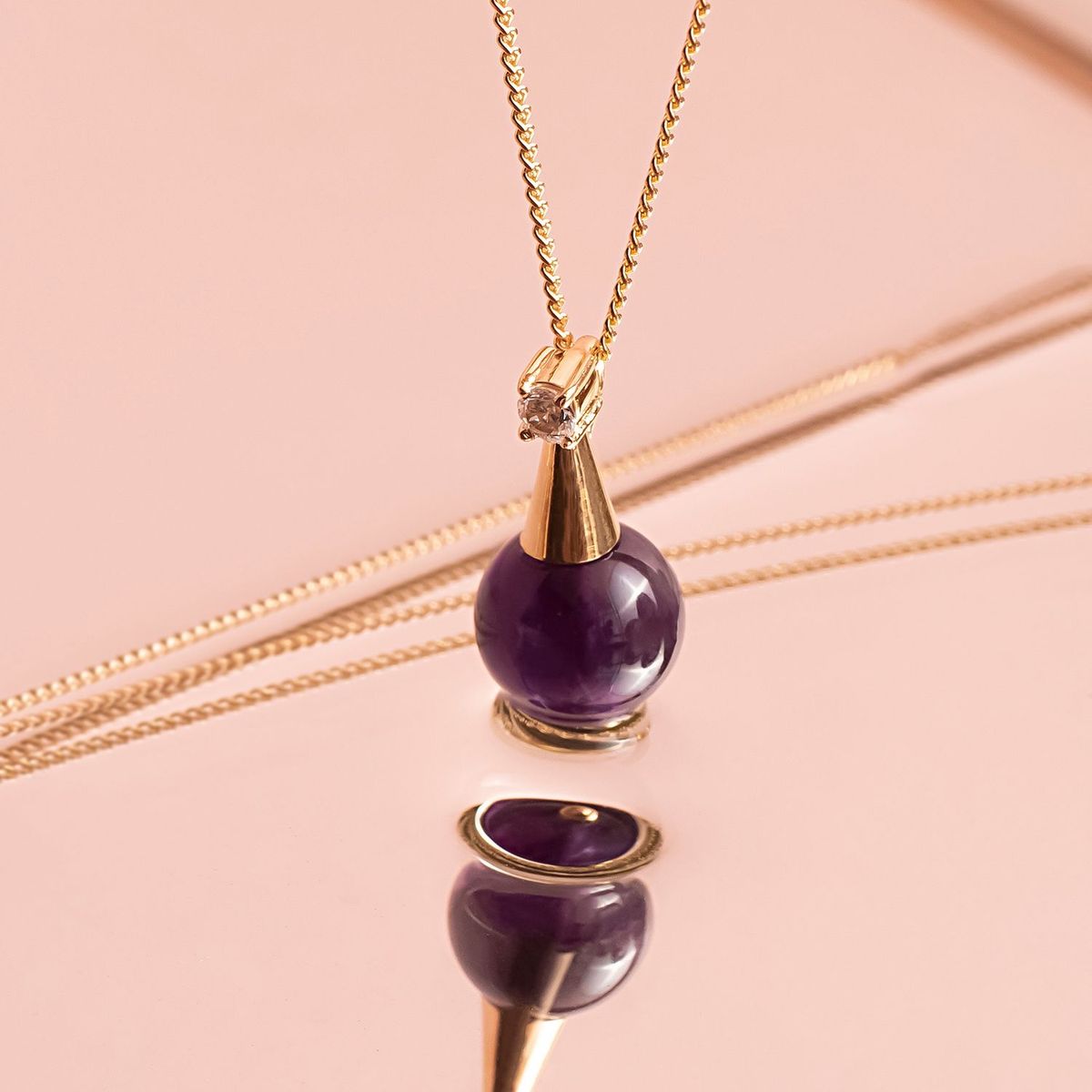 ADRIA - Collar Amatista Plata Oro Amarillo Mujer