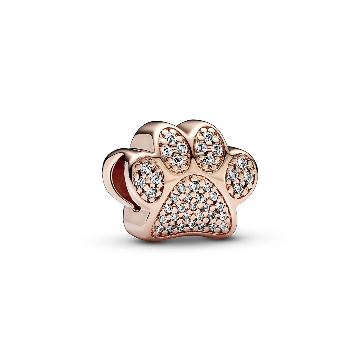 PANDORA - Charm Huella de patita reluciente Recubrimiento en Oro Rosa de 14k