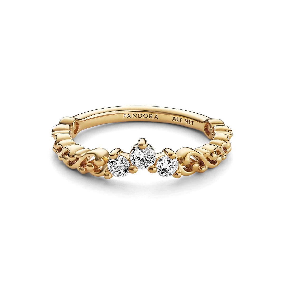 PANDORA - Anillo Tiara Remolino Real Recubrimiento en Oro de 14k Mujer Pandora