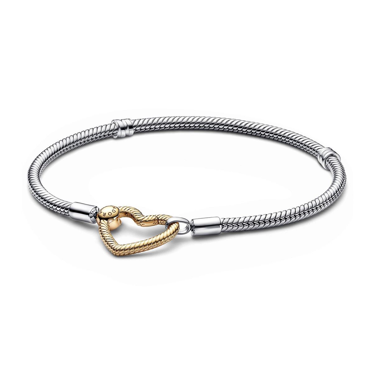 PANDORA - Brazalete-Pulsera Mujer Pandora cadena de serpiente con broche de corazón Pandora Moments Recubrimiento en Oro de 14k | Pandora Plata Esterlina