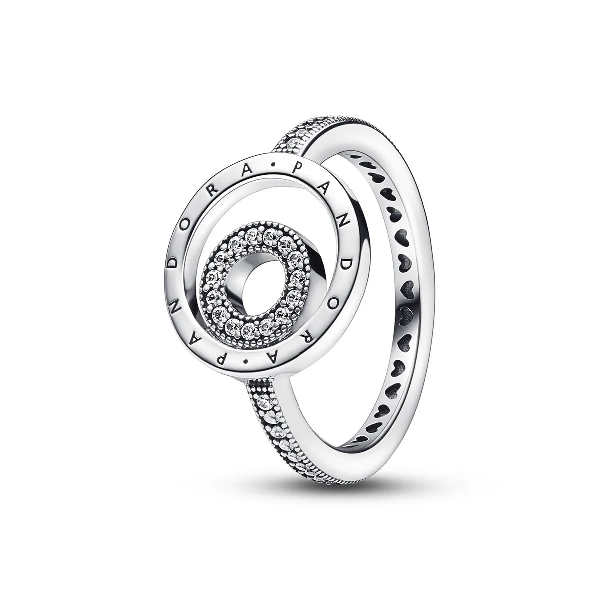 PANDORA - Anillo Círculos en pavé con logotipo Pandora Signature Mujer Pandora