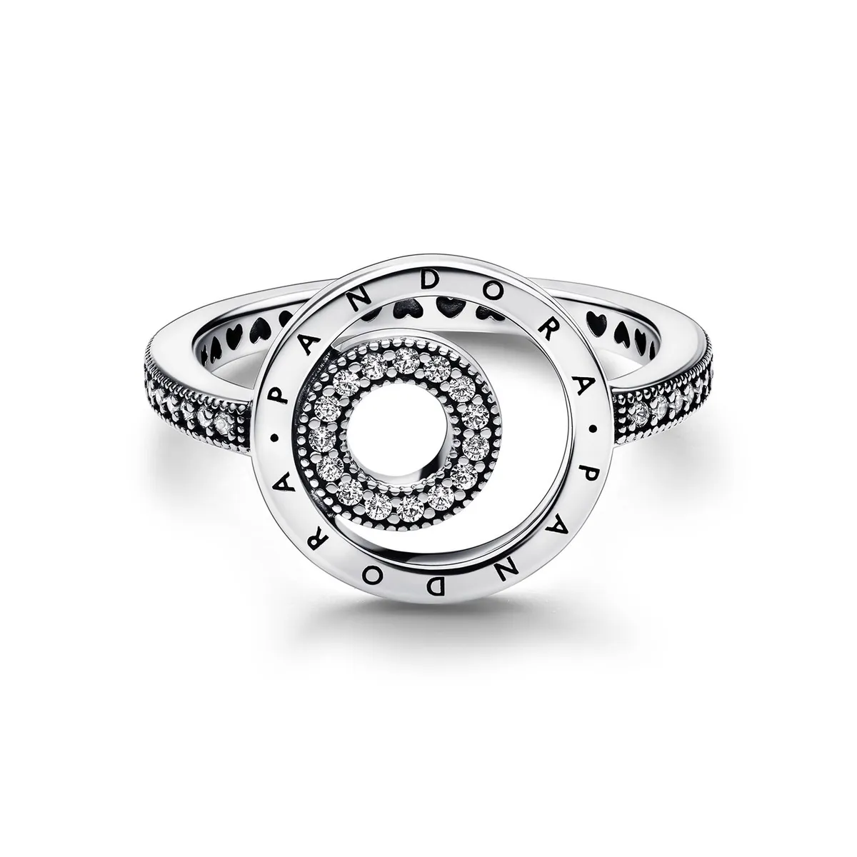 PANDORA - Anillo Círculos en pavé con logotipo Pandora Signature Mujer Pandora