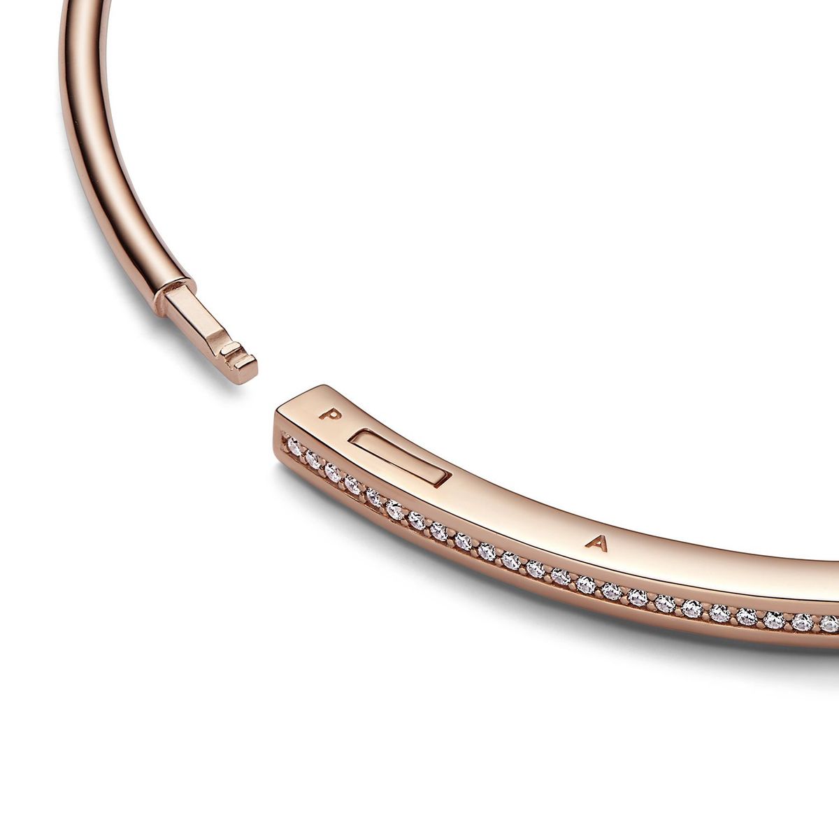 PANDORA - Brazalete-Pulsera Mujer Pandora rígido I-D Pandora Signature Recubrimiento en Oro Rosa