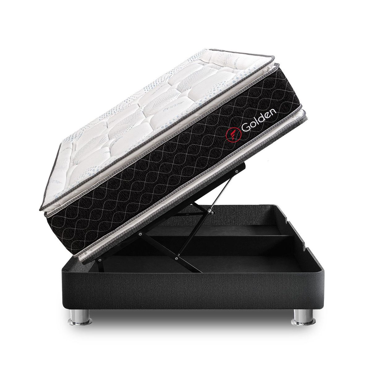 FORLI - Cama Boxet Golden 2 Plz + 2 Almohadas Viscoelásticas + Protector