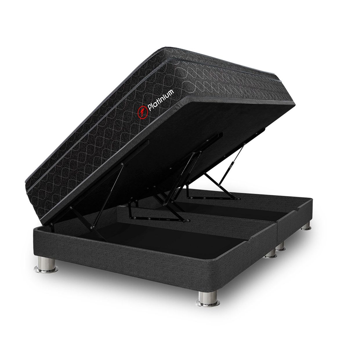 FORLI - Cama Boxet Platinium Queen + 2 Almohadas Viscoelásticas + Protector