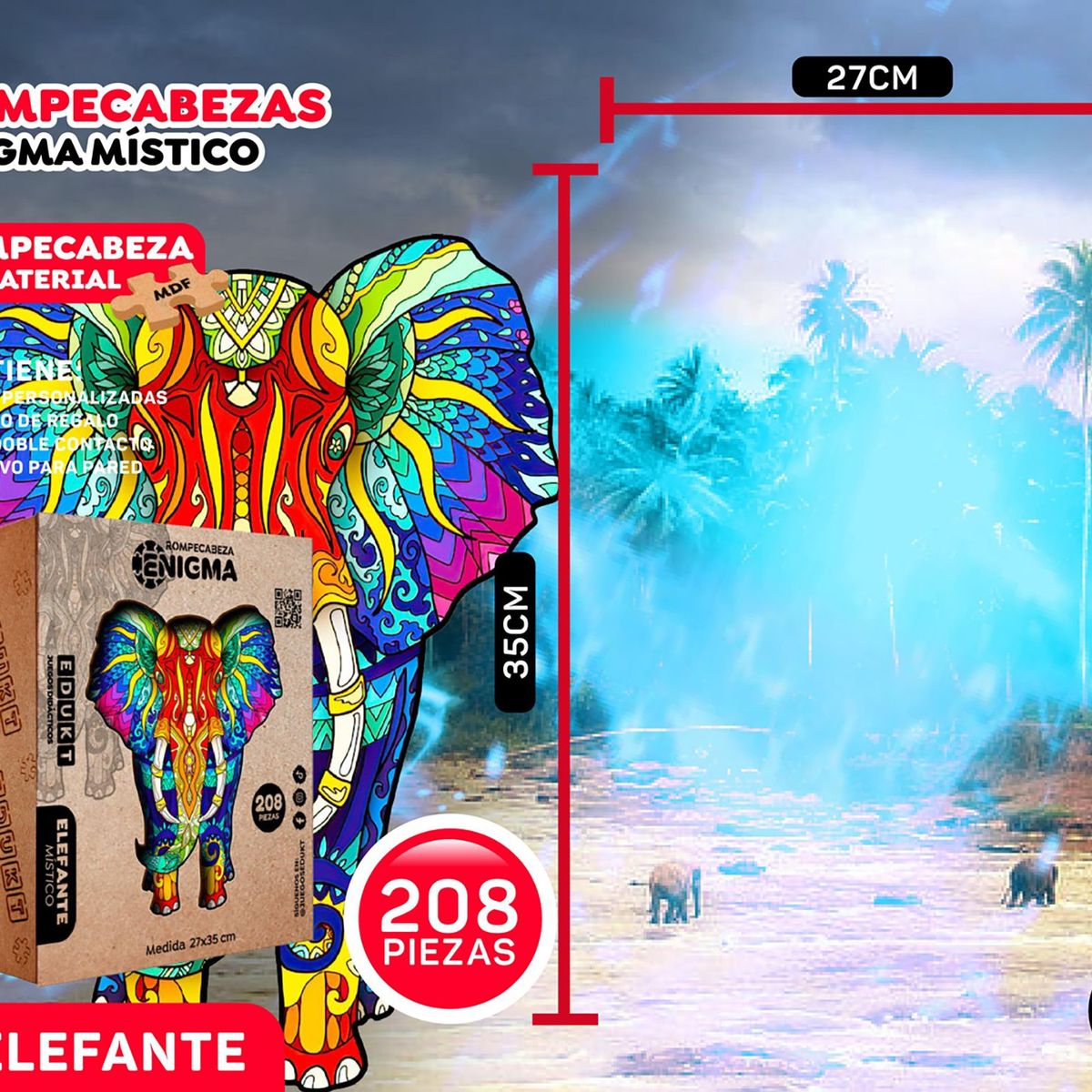 GENERICO - Rompecabezas Elefante Místico 208 Piezas