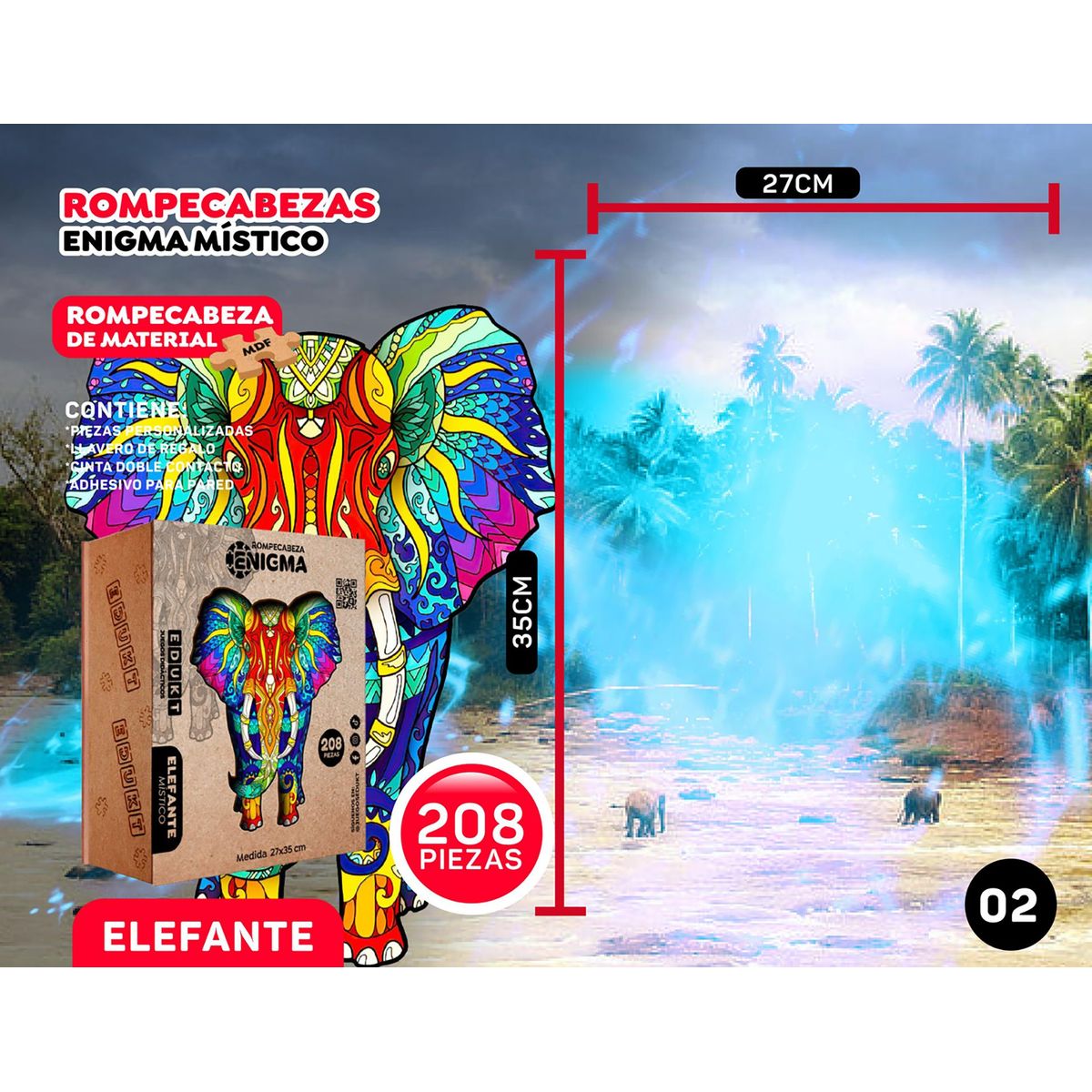 GENERICO - Rompecabezas Elefante Místico 208 Piezas