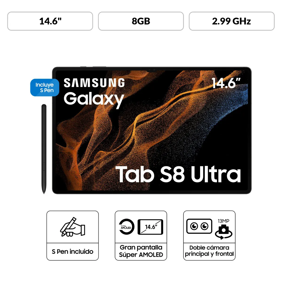 SAMSUNG - Samsung Galaxy Tab S8 Ultra 128GB - 14.6" Grafito con Keyboard