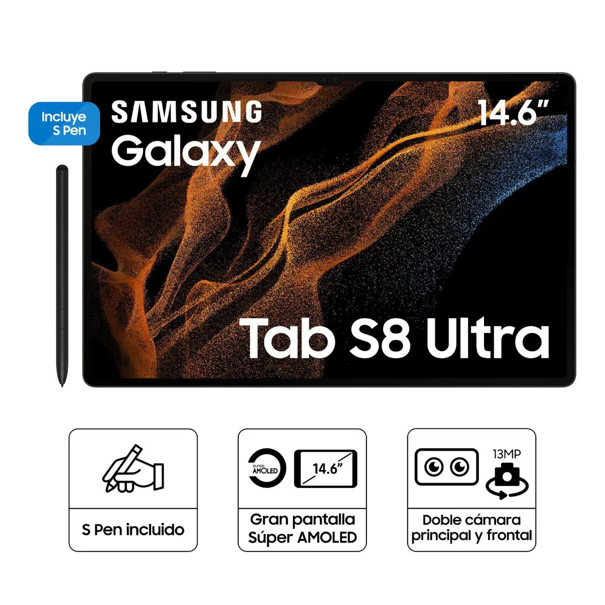 SAMSUNG - Samsung Galaxy Tab S8 Ultra 128GB - 14.6" Grafito con Keyboard