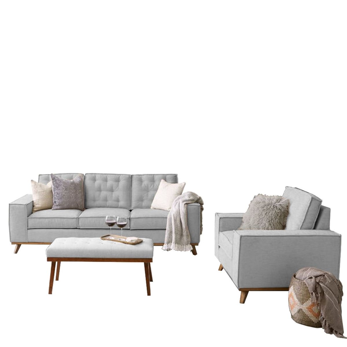 HOME PREMIUM - Juego de Sala 3-1 + Banqueta Kloe