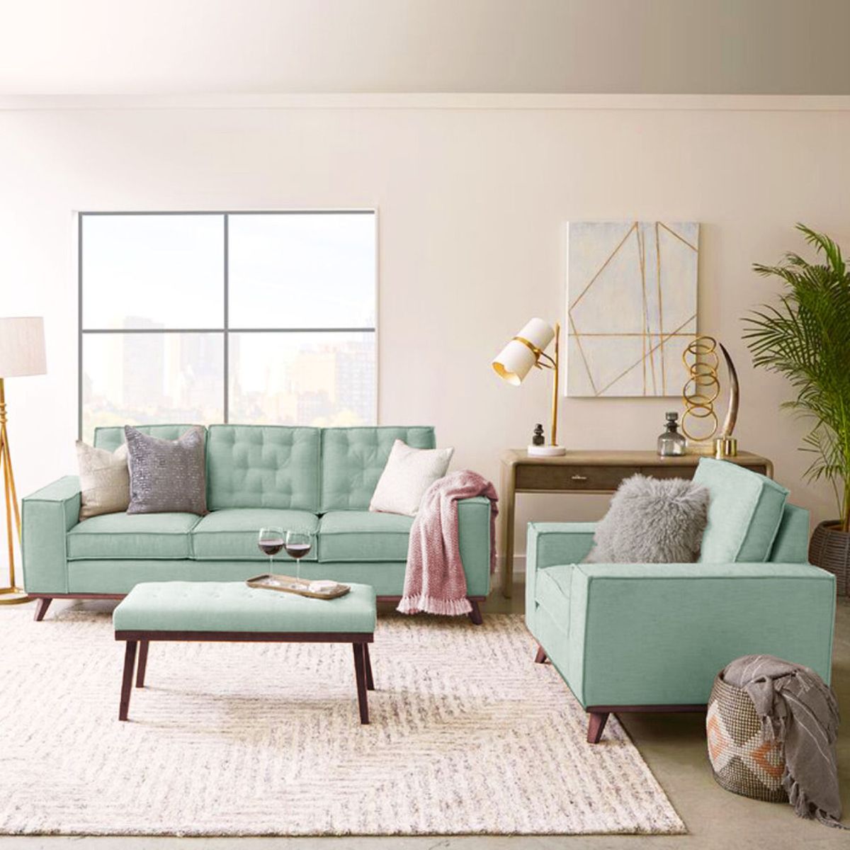 HOME PREMIUM - Juego de Sala 3-1 + Banqueta Kloe