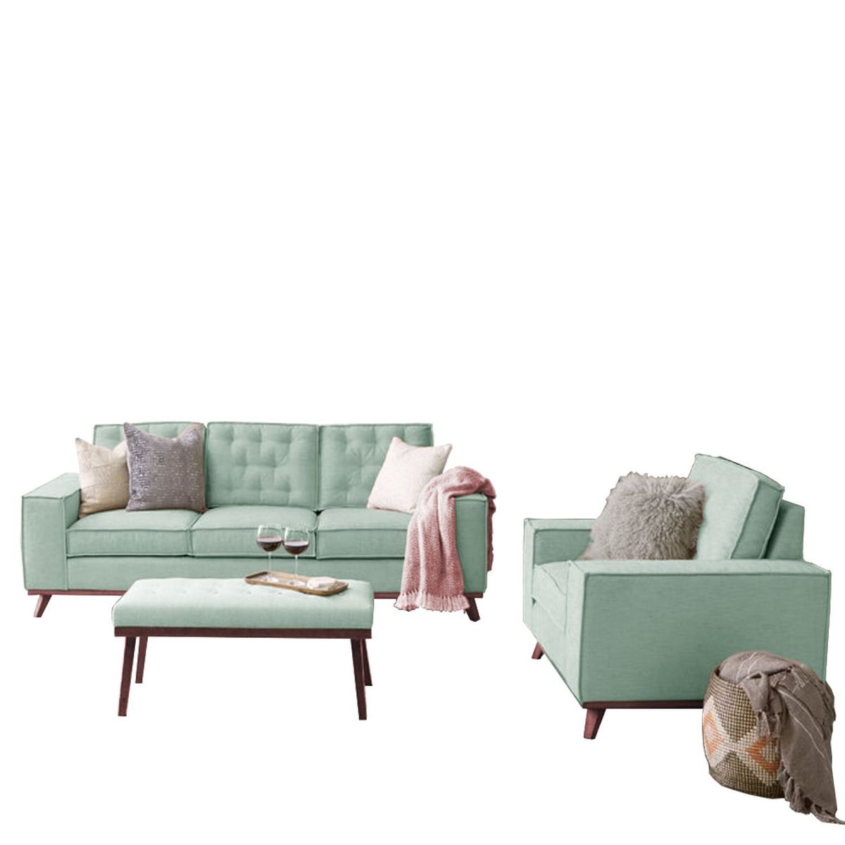 HOME PREMIUM - Juego de Sala 3-1 + Banqueta Kloe