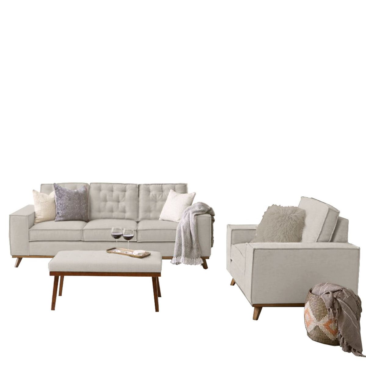 HOME PREMIUM - Juego de Sala 3-1 + Banqueta Kloe