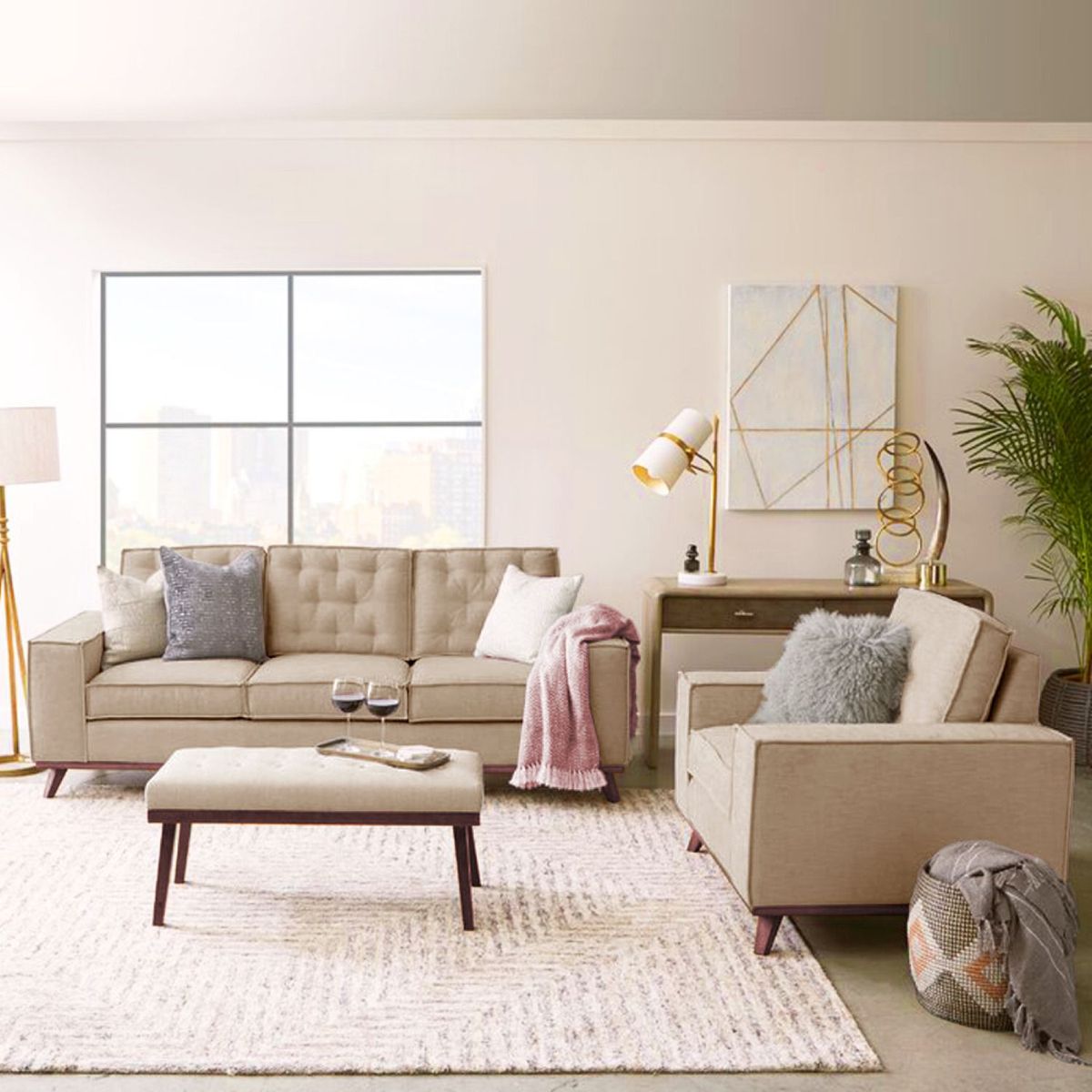 HOME PREMIUM - Juego de Sala 3-1 + Banqueta Kloe