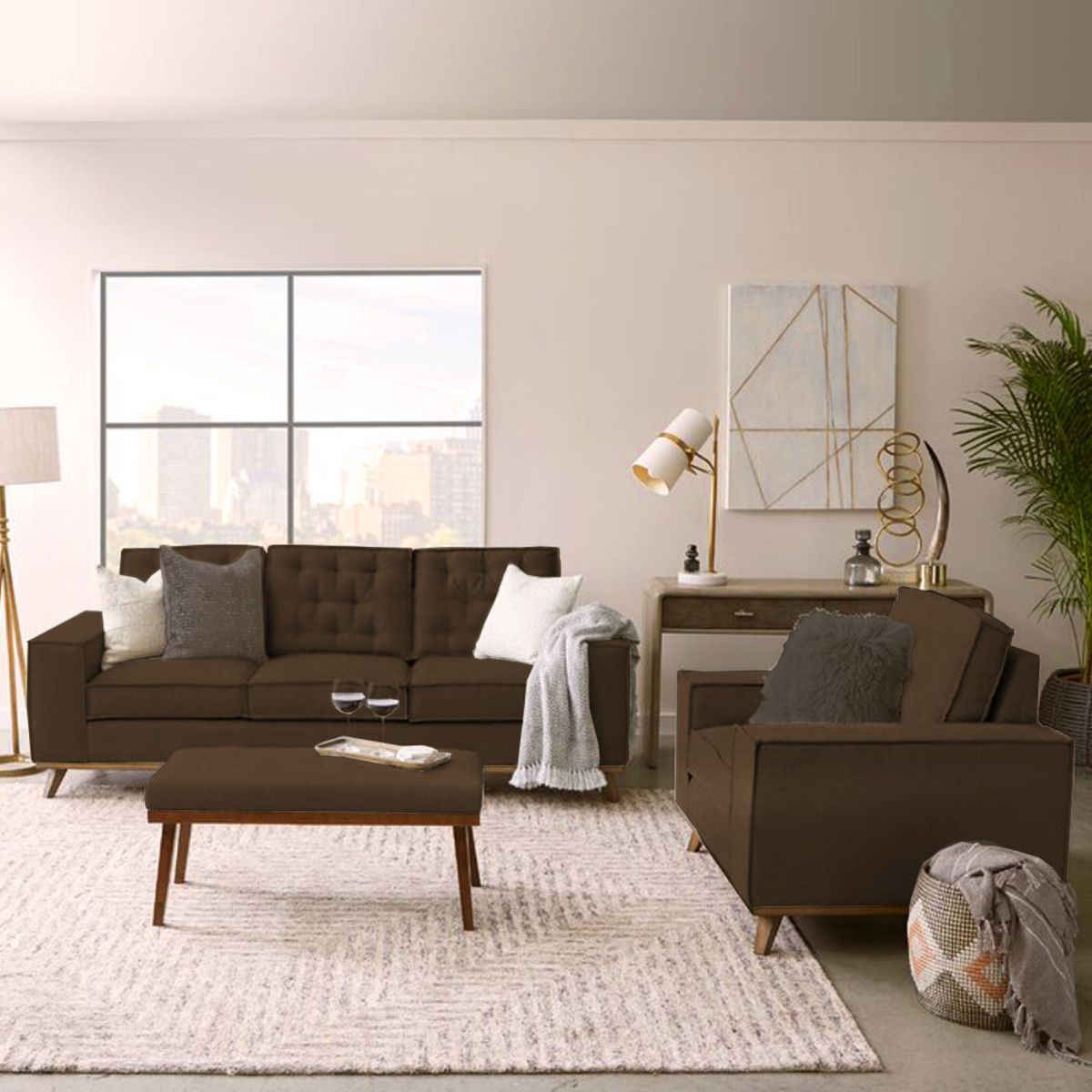 HOME PREMIUM - Juego de Sala 3-1 + Banqueta Kloe