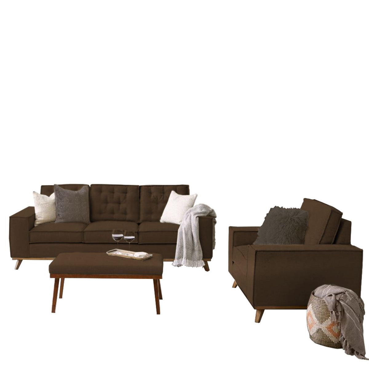 HOME PREMIUM - Juego de Sala 3-1 + Banqueta Kloe