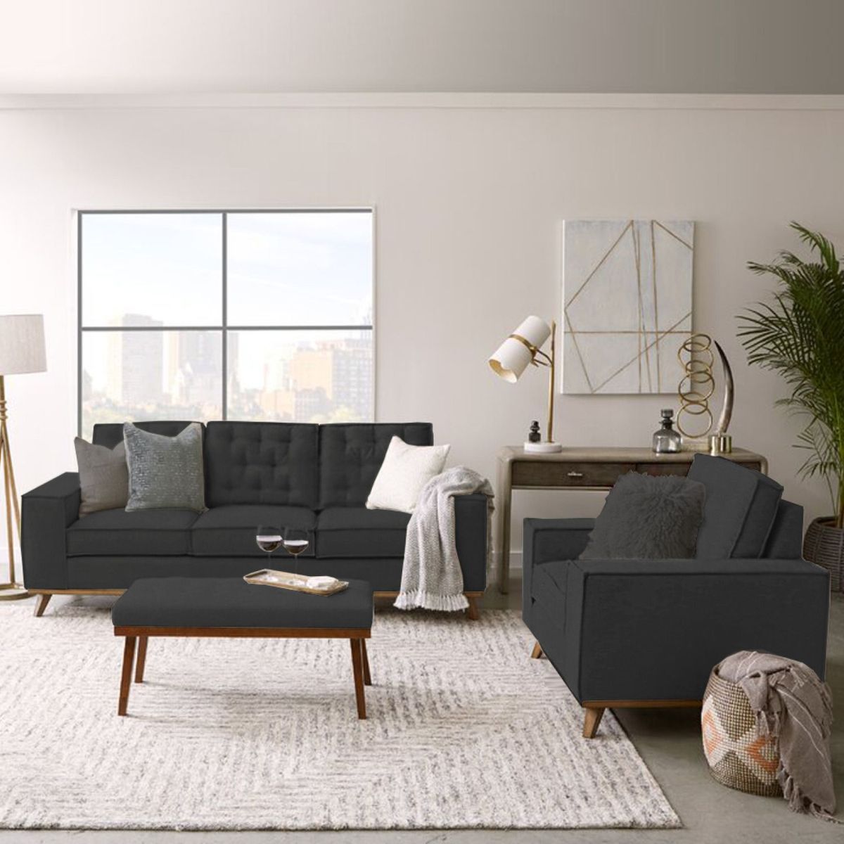 HOME PREMIUM - Juego de Sala 3-1 + Banqueta Kloe