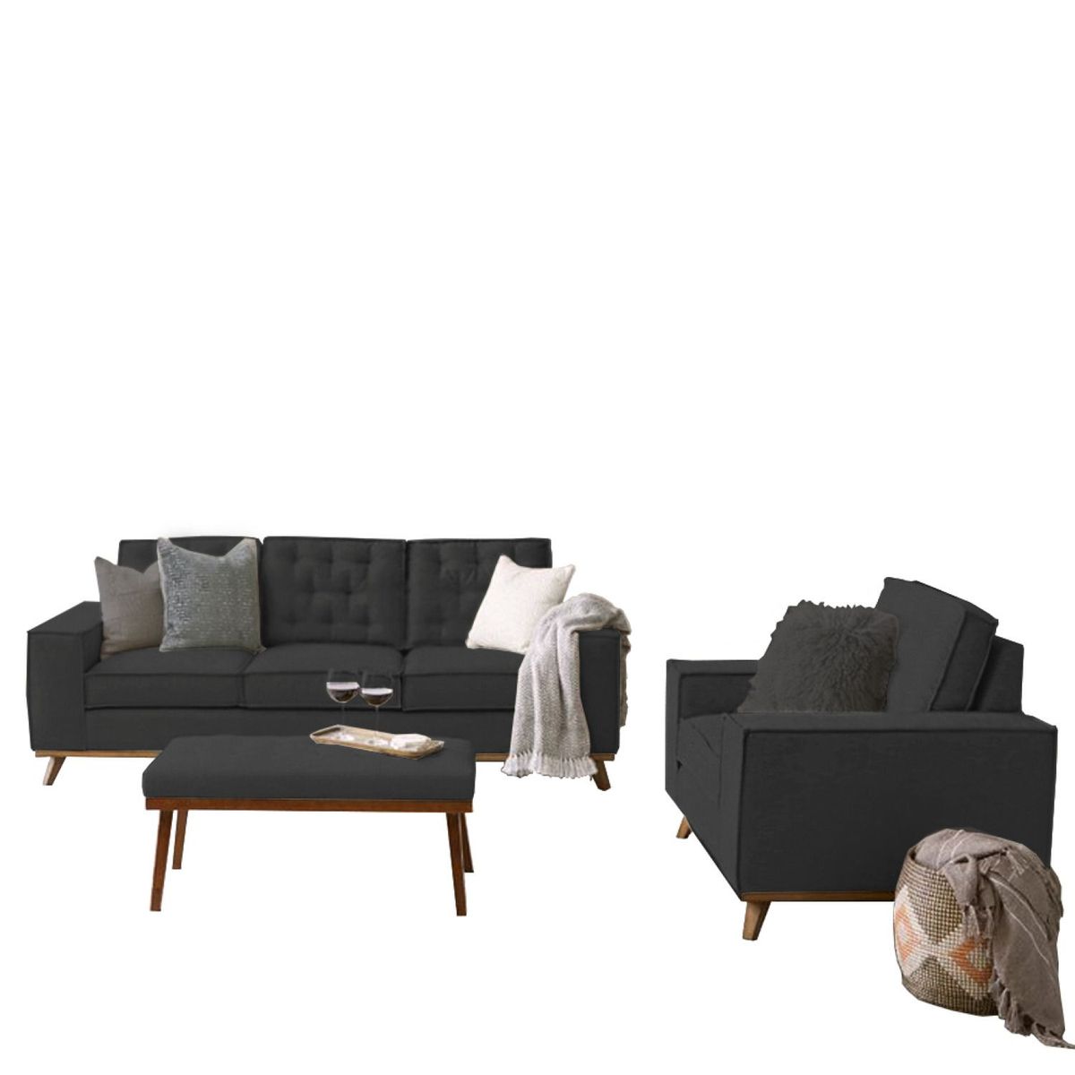 HOME PREMIUM - Juego de Sala 3-1 + Banqueta Kloe