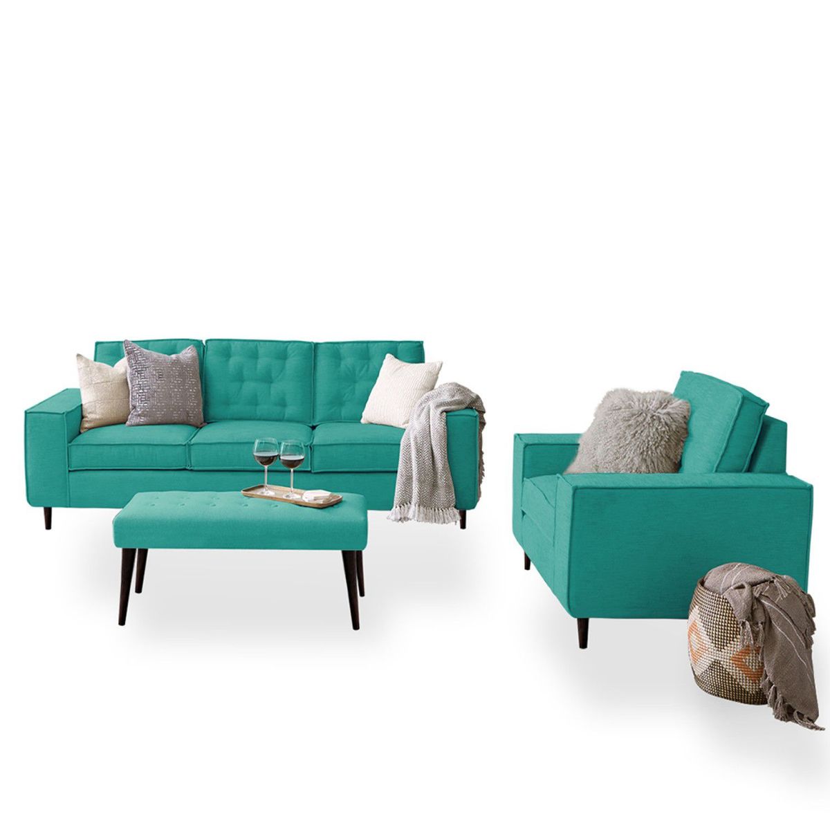 HOME PREMIUM - Juego de Sala 3-1 + Banqueta Kalhes