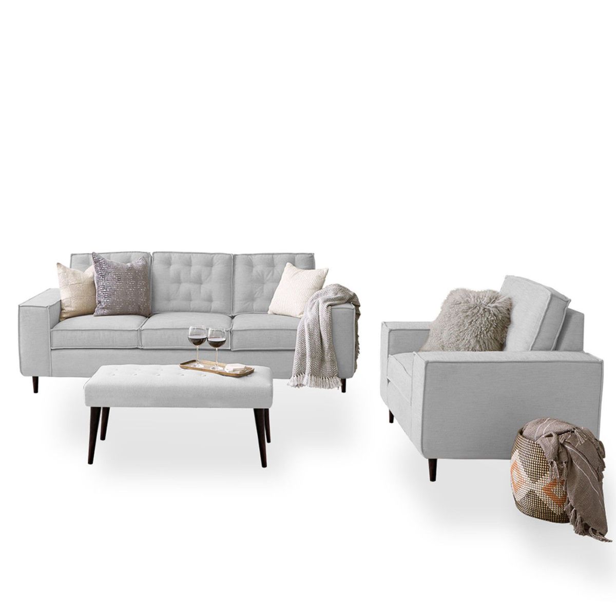 HOME PREMIUM - Juego de Sala 3-1 + Banqueta Kalhes