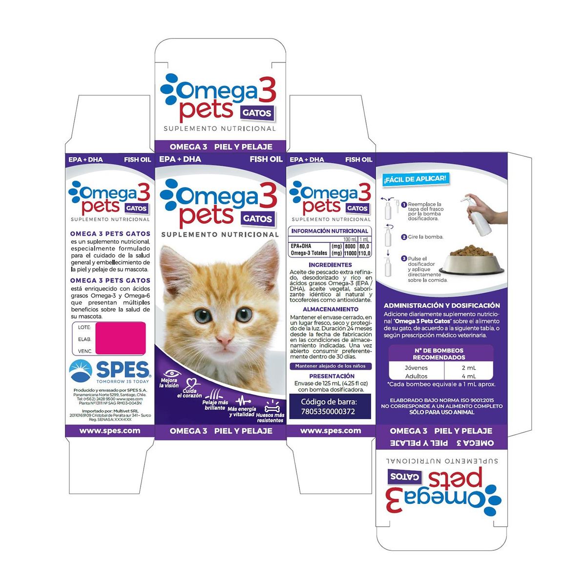 QUIMICA INDUSTRIAL SPES S A - Omega 3 Pets Gato