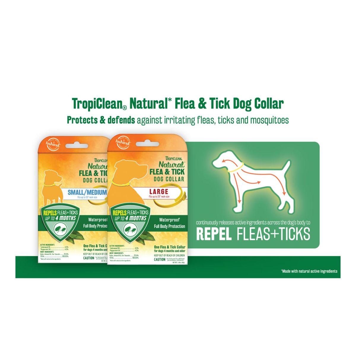 TROPICLEAN - Natural Flea & Tick Perro S/M Collar Contra Pulgas Y Garrapatas