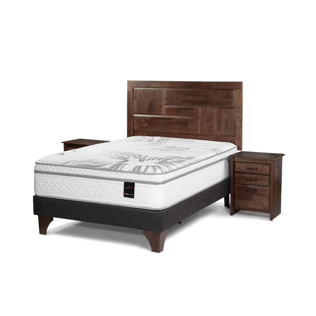 ROSEN - Dormitorio Europeo Art 4 Dolce 2 Plz + 2 Veladores + 2 Almohadas Memory Max