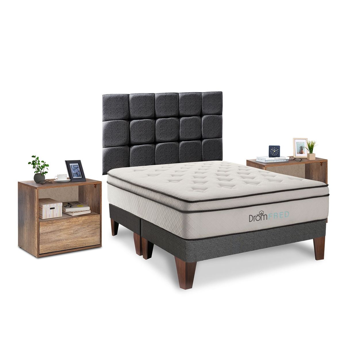 DROM - Dormitorio Europeo Fred King + 2 Veladores