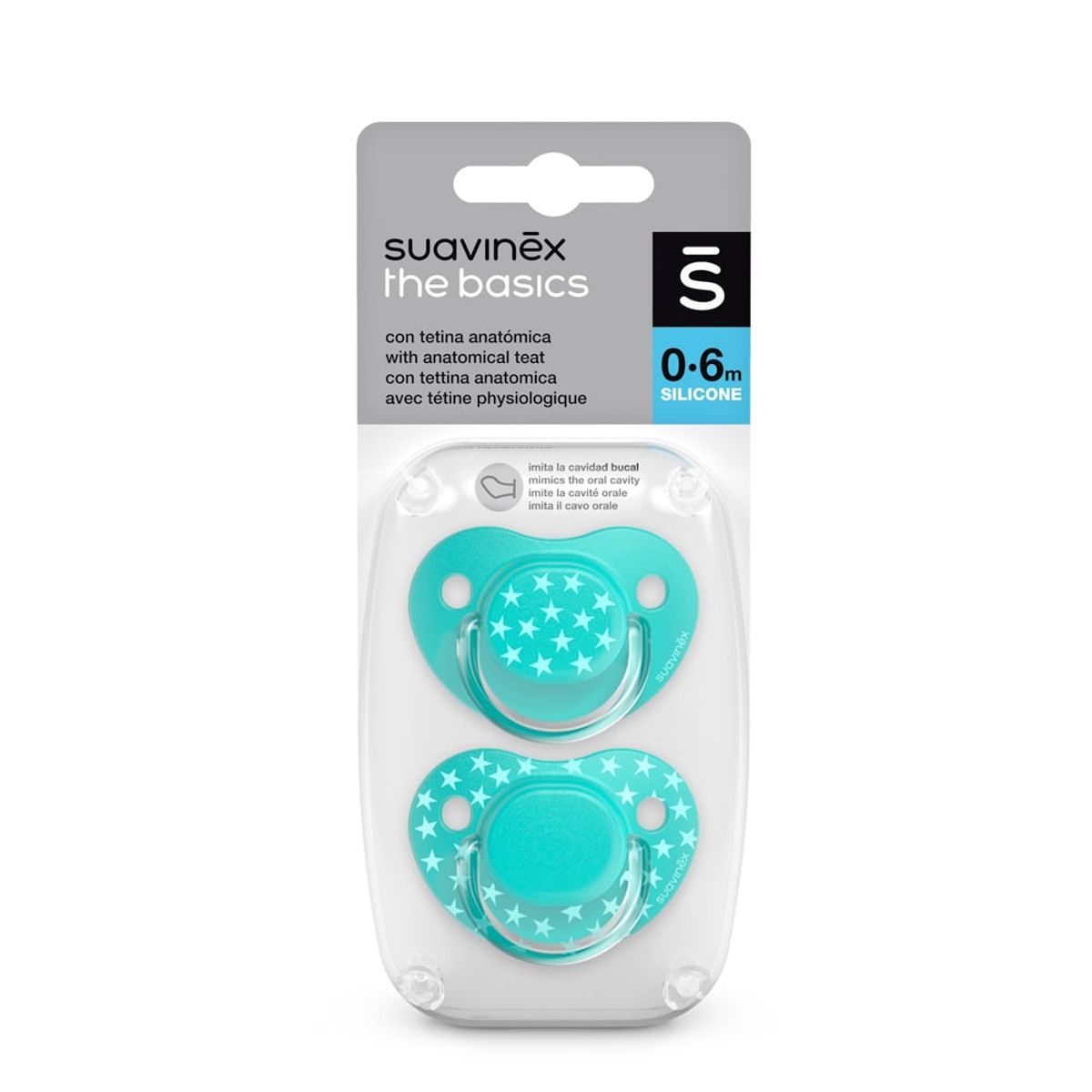 SUAVINEX - Chupón Con Tetina Anatómica 0-6M X2 Unid The Basics 