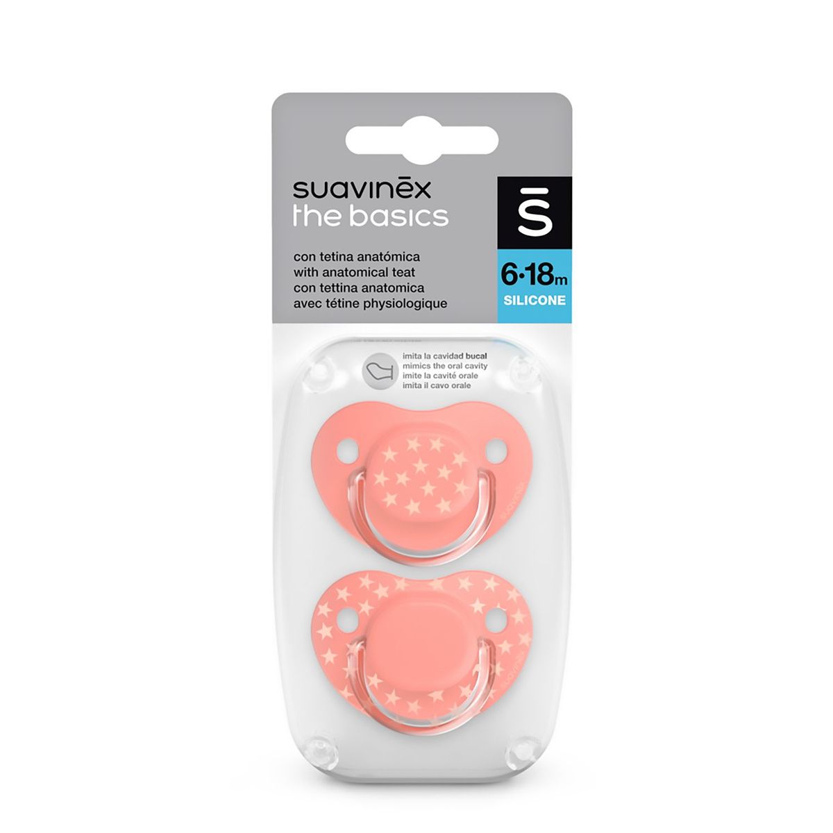 SUAVINEX - Chupón Con Tetina Anatómica  6-18M X2 Unid The Basics