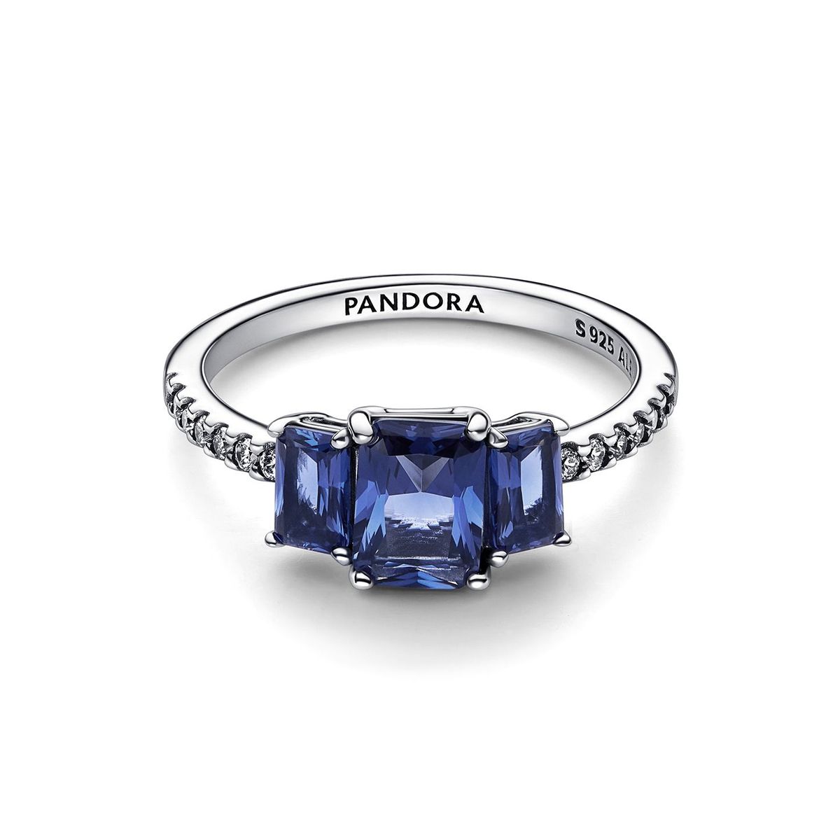 PANDORA - Anillo reluciente con tres piedras rectangulares azules Mujer Pandora