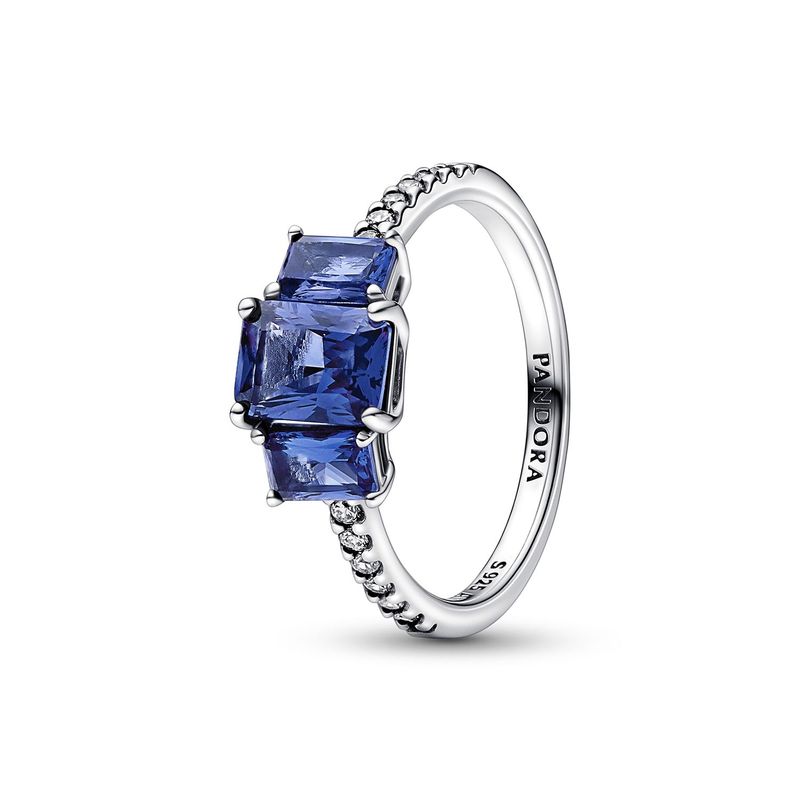 PANDORA - Anillo reluciente con tres piedras rectangulares azules Mujer Pandora