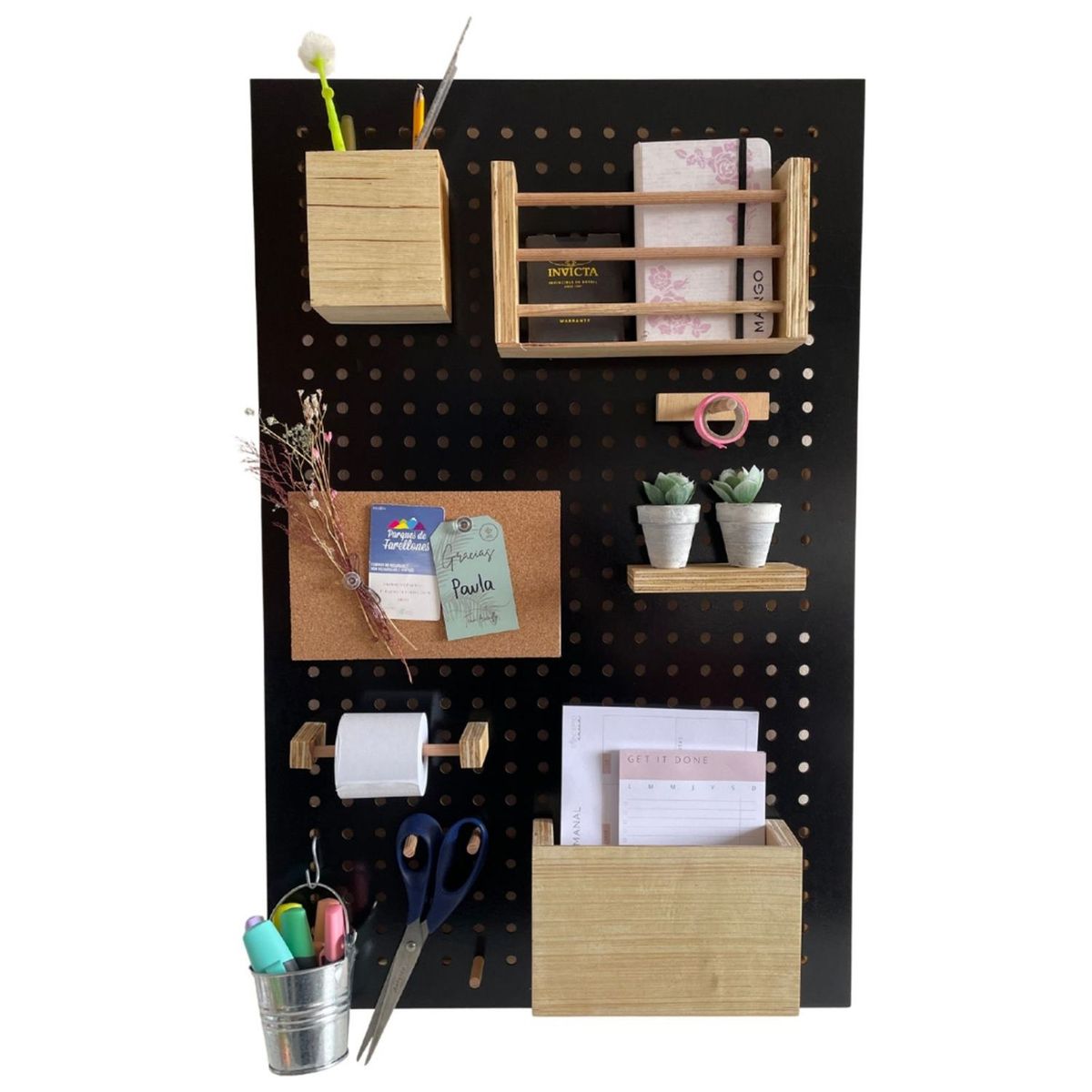  - Organizador para Escritorio Pegboard Negro