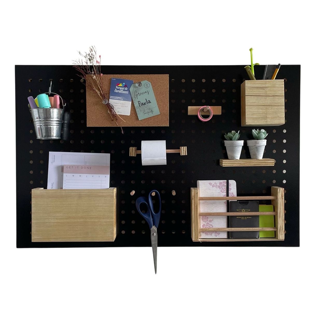 - Organizador para Escritorio Pegboard Negro