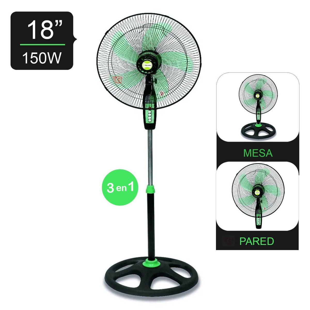 BOSSKO - Ventilador De Piso 18" 150W  BK-8221VI Verde