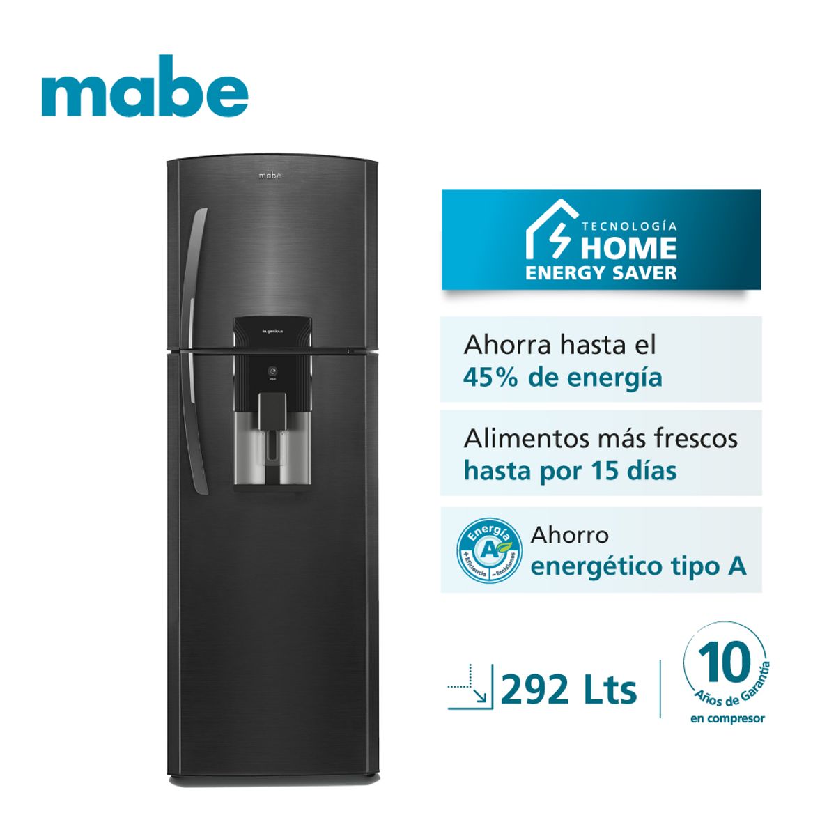 MABE - Refrigeradora No Frost 292 Lts Netos Black Steel Mabe - RMA305FWPC