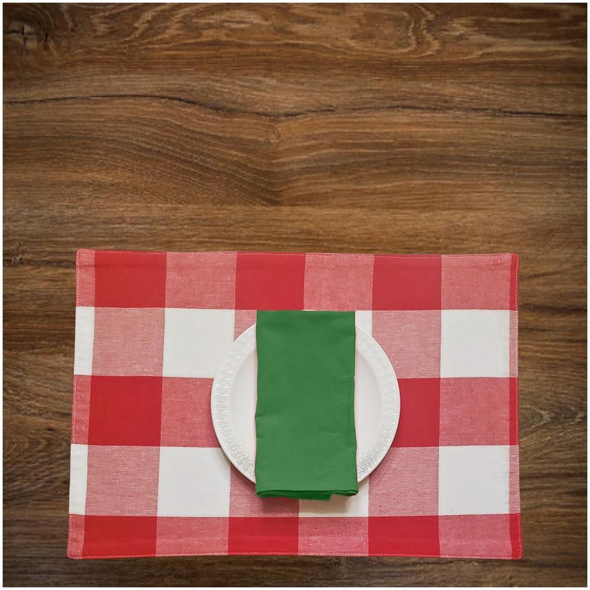 EL TWIST HOME - Individual Tela cuadros rojos 33 x 48 cm